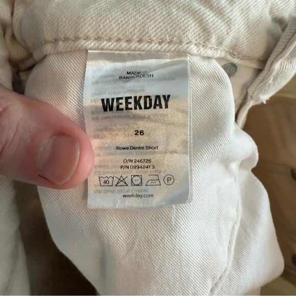 Weekday Rowe White Denim Shorts Size 26 - Picture 5 of 8